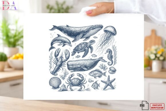 Download Vintage Ocean Animals PNG, Marine Life - Anima Collection
