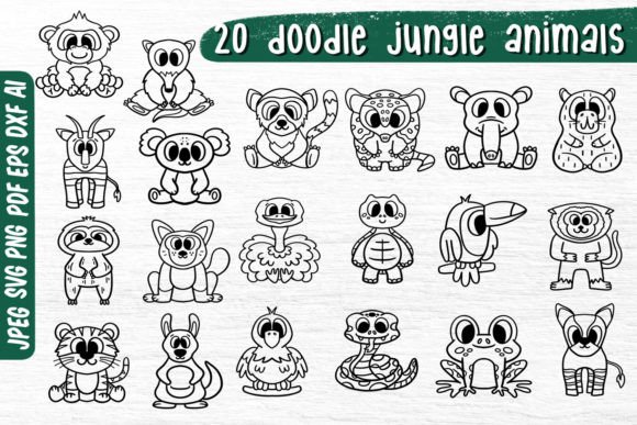 Download Jungle Animal Doodle Bundle Svg - Anima Collection