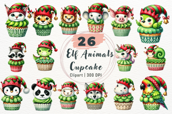 Download Elf Animals Christmas Cupcake Clipart - Anima Collection