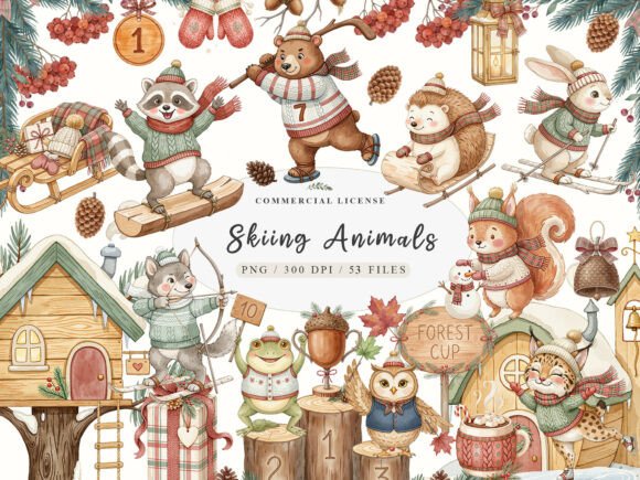 Download Watercolor Winter Woodland Animals PNG - Anima Collection