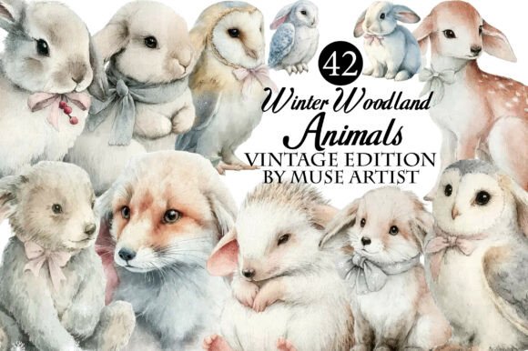 Download Watercolor Winter Woodland Animals - Anima Collection