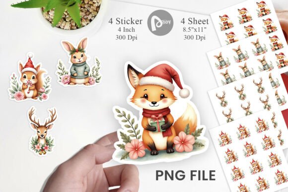 Download Sticker Vintage Christmas Animals - Anima Collection