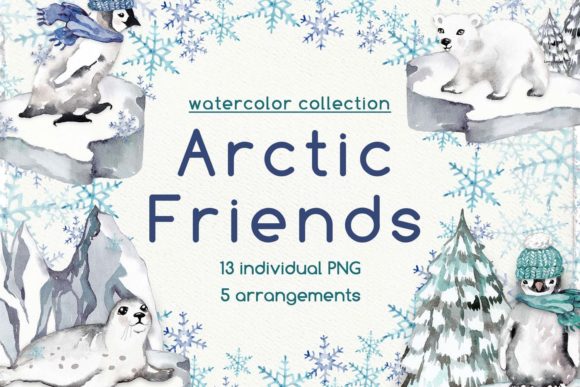 Download Watercolor Arctic Animals Clipart - Anima Collection