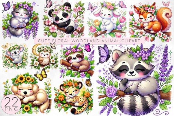 Download Cute Floral Woodland Animal Sublimation - Anima Collection