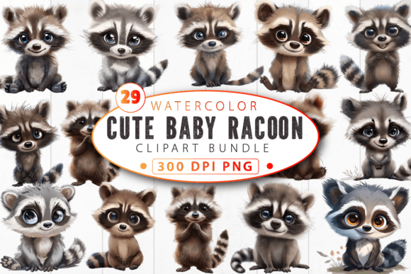 Download Cute Baby Racoon Nursery Animal Clipart - Anima Collection