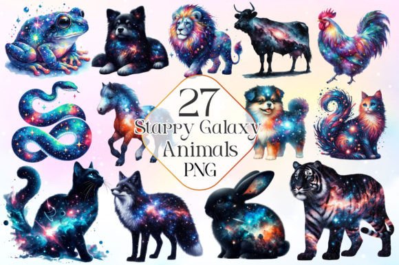 Download Watercolor Starry Galaxy Animals Clipart - Anima Collection