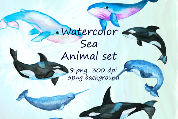 Download Watercolor Whales Sea Animals Fish Art - Anima Collection