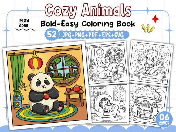 Download Bold and Easy Cozy Animals Coloring Book - Anima Collection