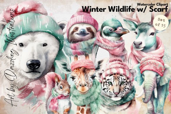 Download Watercolor Wildlife Winter Animals - Anima Collection