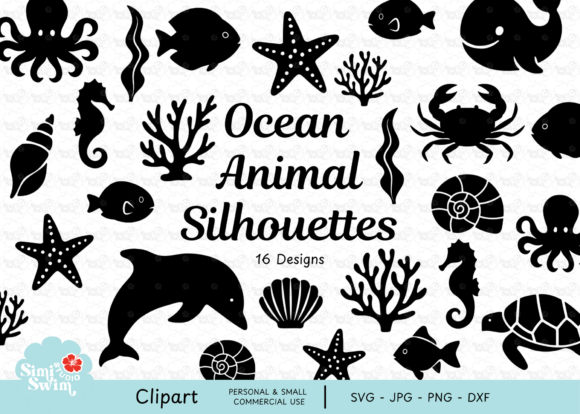 Download Ocean Animal Silhouette Clipart – SVG - Anima Collection