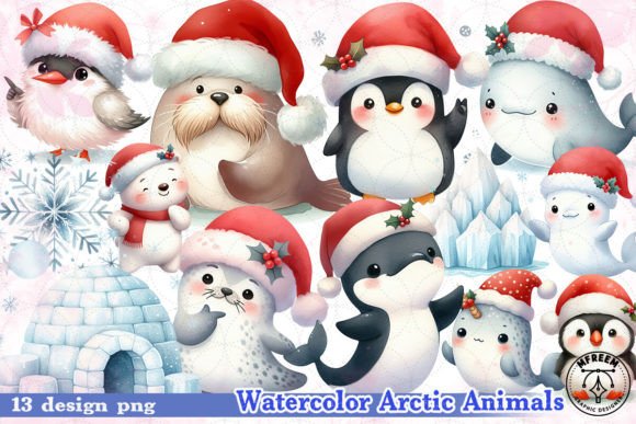 Download Watercolor Arctic Animals Clipart PNG - Anima Collection