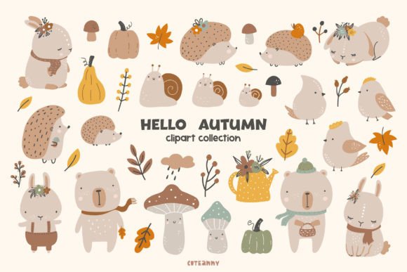 Download Hello Autumn Woodland Animals Cliparts - Anima Collection