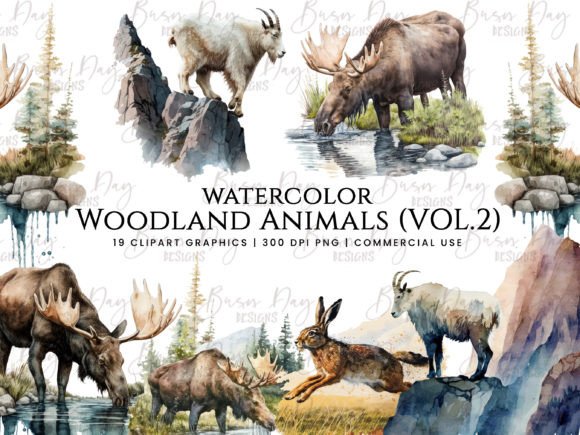 Download Watercolor Woodland Animal Clipart Vol 2 - Anima Collection