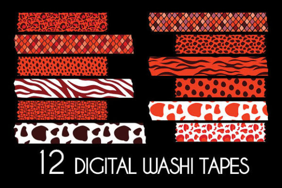 Download Red Animal Prints Washi Tapes Pattern - Anima Collection
