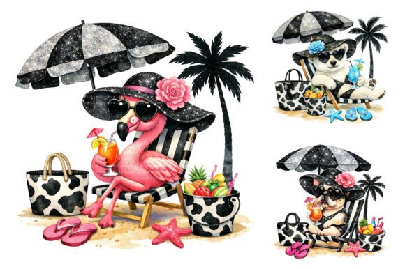 Download Glam Beach Safari Animal Clipart Bundle - Anima Collection