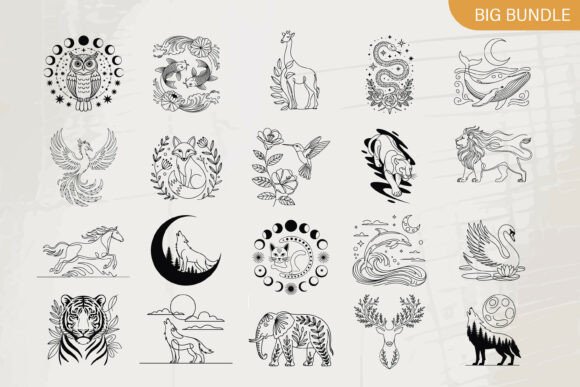 Download Abstract Animal Continuous Line Art Bund - Anima Collection