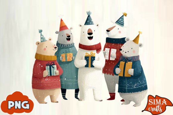 Download Christmas Animals Celebrating Polar Bear - Anima Collection
