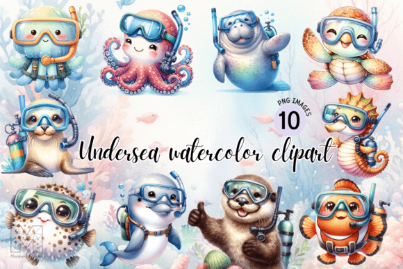Download Animals Undersea Watercolor Clipart - Anima Collection