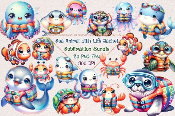 Download Sea Animal Life Jacket Bundle - Anima Collection