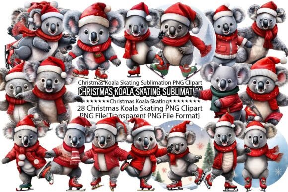 Download Christmas Koala Skating Sublimation - Sublimation Collection