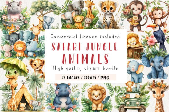 Download Safari Watercolor Jungle Animals Clipart - Anima Collection