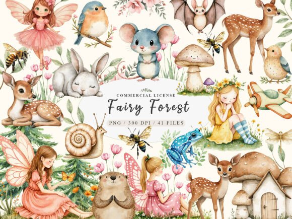 Download Charming Fairy Woodland Animals Clipart - Anima Collection