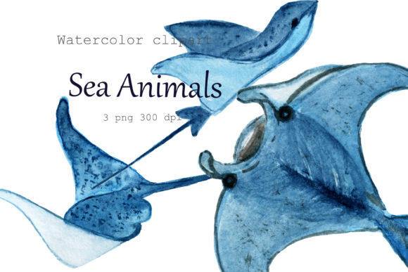 Download Watercolor Clipart Sea Animals.Stingray. - Anima Collection