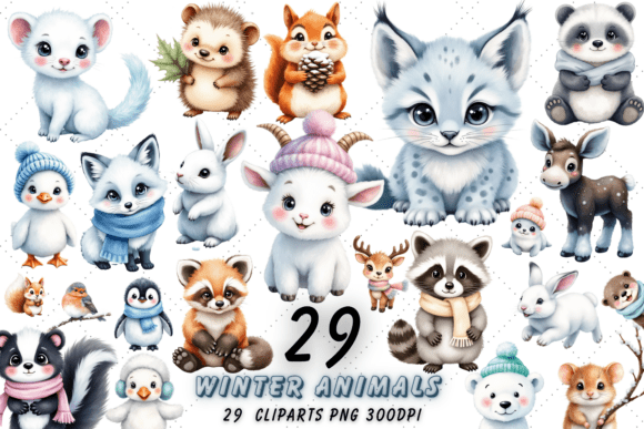 Download Winter Animals Watercolor Clipart Bundle - Anima Collection