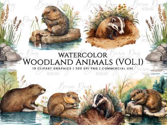 Download Watercolor Woodland Animal Clipart Vol 1 - Anima Collection