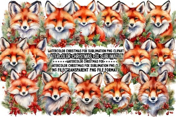 Download Watercolor Christmas Fox Sublimation - Sublimation Collection
