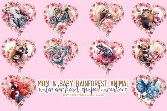 Download Mom &amp; Baby Rainforest Animal Wreath PNG - Anima Collection