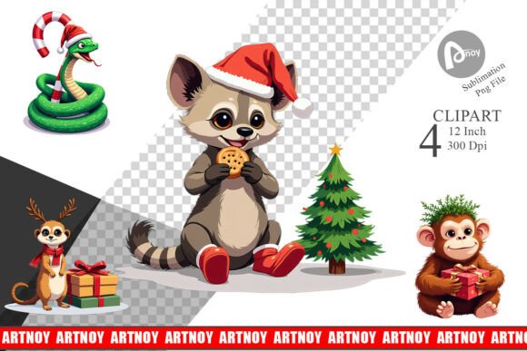 Download Christmas Jungle Animals Clipart - Anima Collection