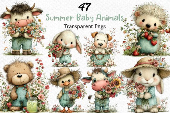 Download Whimsical Summer Baby Animals Clipart - Anima Collection