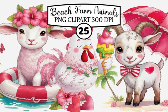 Download Whimsical Beach Farm Animals PNG Clipart - Anima Collection