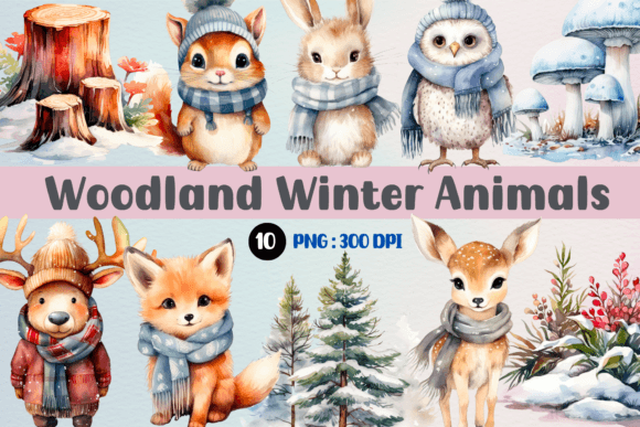 Download Woodland Winter Animals Cliparts - Anima Collection