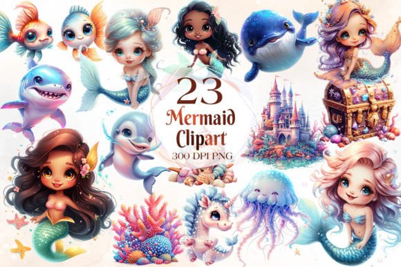Download Cute Mermaid Sublimation Clipart Bundle - Sublimation Collection