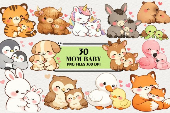 Download Kawaii Mom Baby Animals Clipart - Anima Collection