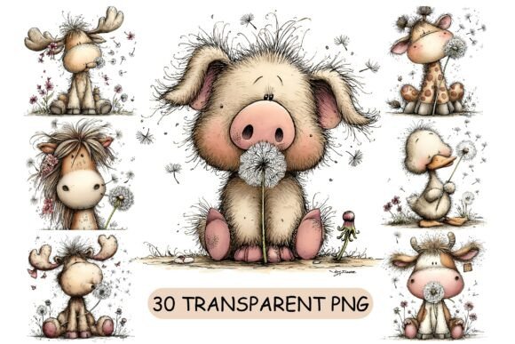 Download 30 Whimsical Farm Animals PNG Clipart - Anima Collection