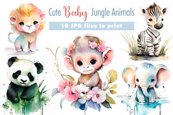 Download Cute Baby Jungle Animals in Watercolor. - Anima Collection