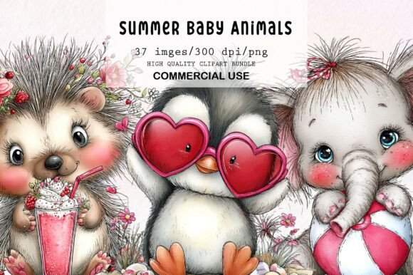 Download Whimsical Summer Baby Animals Clipart - Anima Collection