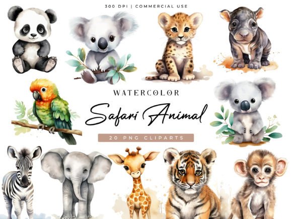 Download Watercolor Safari Animal Clipart Bundle - Anima Collection