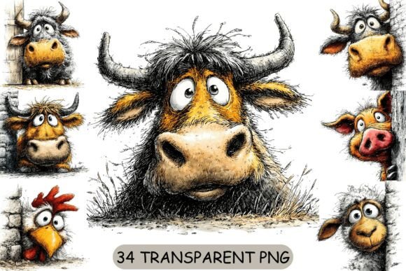 Download 34 Funny Peeking Farm Animals PNG - Anima Collection
