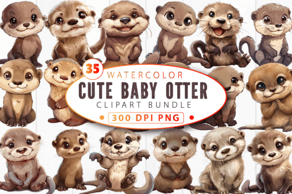 Download Cute Baby Otter Nursery Animal Clipart - Anima Collection