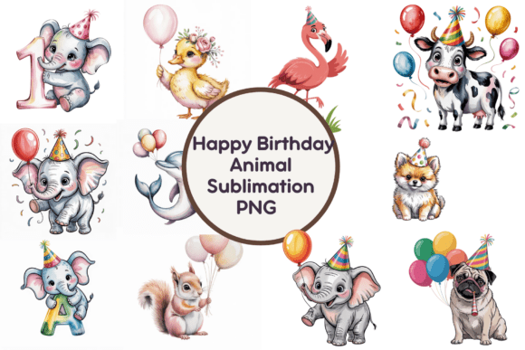 Download Happy Birthday Animal Sublimation - Anima Collection