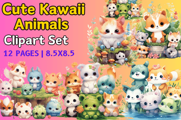 Download Cute Kawaii Animals Clipart Set - Anima Collection