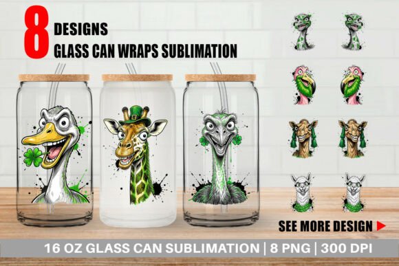 Download St Patricks Zoo Animals Glass Can Wrap - Anima Collection
