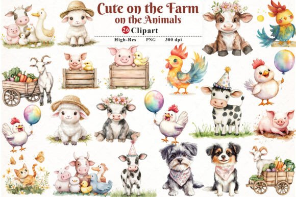 Download Cute on the Farm on the Animals Clipart - Anima Collection