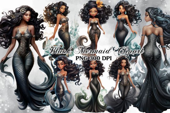 Download Black Mermaid Sublimation Clipart Bundle - Sublimation Collection