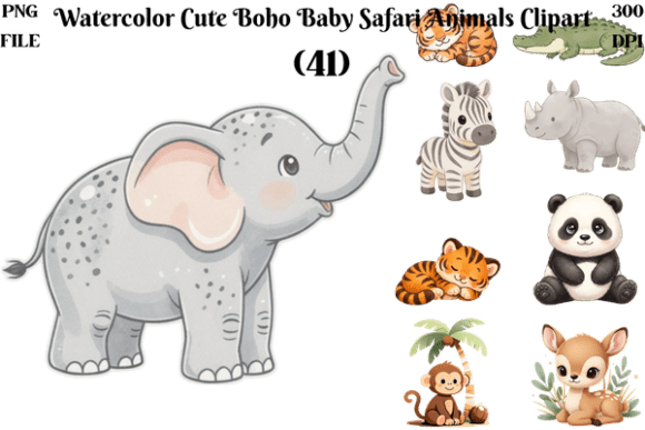 Download .Watercolor Cute Boho Baby Safari Animal - Anima Collection