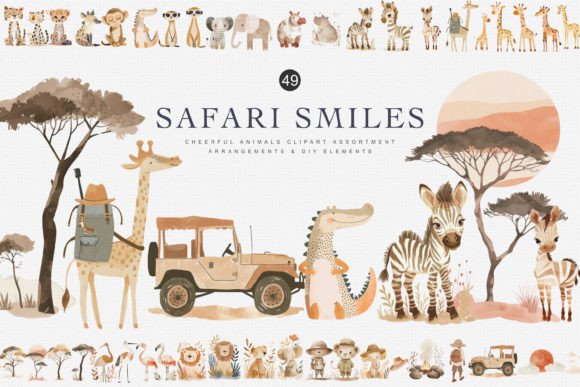 Download Watercolor Safari Animal Clipart Bundle - Anima Collection